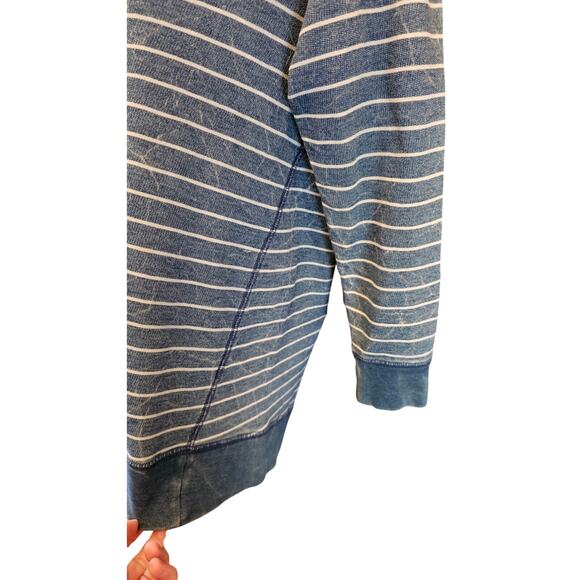 Theory size P blue chambray striped vintage fade slub sweater EUC Warm PETITE - Picture 3 of 8